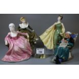 Three Royal Doulton bone china figurines to include; 'Geraldine', 'Twilight', 'Alexandra' and a
