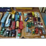 Two trays of vintage diecast model vehicles to include; Dinky Aston Martin, Plymouth Plaza,