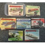 Micromodel cards collection of 24 sets, mostly trains (17), ships (4), Monoplane (1), fantastic