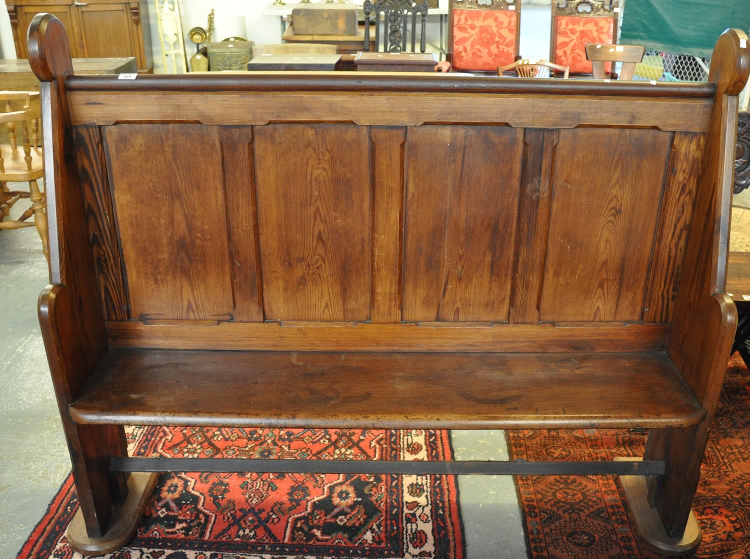 Late 19th/early 20th century pitch pine church pew numbered 66 & 64. (B.P. 21% + VAT)