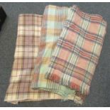Three vintage woollen blankets or carthen in different colours. (3) (B.P. 21% + VAT)