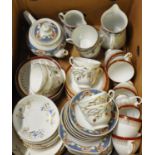 Box of assorted china to include: Czechoslovakian part teaware, polychrome floral and bubble