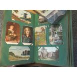 Postcards collection in old album; topographical, greetings, humorous etc, plus small bundle of