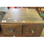 Early 20th century table top two-drawer filing cabinet with brass handles. (B.P. 21% + VAT)