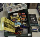 Box containing play worn and boxed diecast model vehicles to include; Corgi Classics D Day 50th