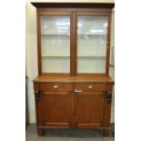 Late Victorian oak two stage cabinet back bookcase. (B.P. 21% + VAT)