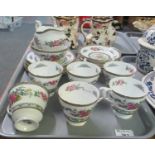 Tray of Paragon English bone china 'Tree of Kashmir' design teaware to include; teacups, milk jug,