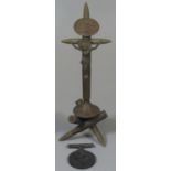 Unusual brass trench art crucifix made from bullets, together with a 1914-18 WWI medal