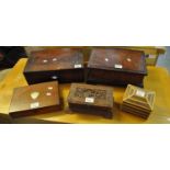 Collection of boxes to include 19th century mahogany writing slope (incomplete), burr walnut two-