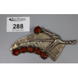 A large Modernist leaf brooch marked, 'Silver'. (B.P. 21% + VAT)