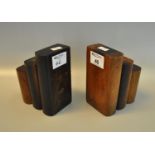 Pair of novelty bookends, both marked with plaque 'Made from teak wood from the RMS Mauretania. (B.