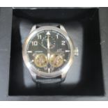 Adee kaye Beverly Hills gents wrist watch with skeleton movement in presentation box. (B.P. 21% +