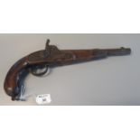 19th Century muzzle loading percussion pistol in sea service design. (B.P. 21% + VAT) Heavily