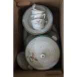 Box of Japanese Narumi china 'Allegro Kingsley' design floral tea and dinnerware items including;