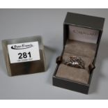 Clogau silver, 'Eternal Love' heart ring set with diamonds. Ring size P & 1/2.(B.P. 21% + VAT)