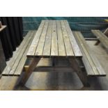 Weathered picnic bench. (B.P. 21% + VAT)