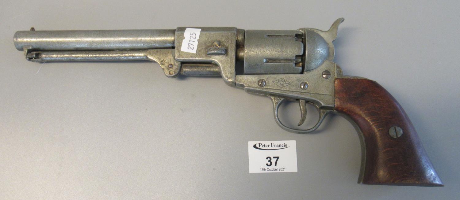 Replica diecast percussion long barrelled colt type revolver. (B.P. 21% + VAT)