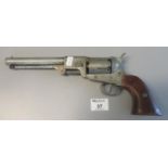 Replica diecast percussion long barrelled colt type revolver. (B.P. 21% + VAT)