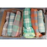 Two boxes containing six woollen checked blankets or carthen. (6) (B.P. 21% + VAT)