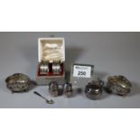 Bag of silver to include cased set of napkin rings, box hallmarked Jubilee Silver, pair of art