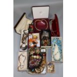 Collection of costume jewellery including agate beads. (B.P. 21% + VAT)