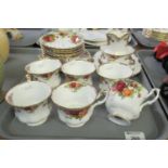 Tray of Royal Albert 'Old Country Roses' design English bone china teaware to include; teacups and