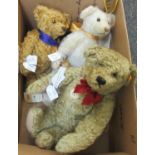 Steiff 1920 classic teddy bear, together with Steiff Golden Jubilee bear and Steiff Millennium