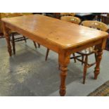 Modern pine farmhouse type kitchen table on baluster turned legs. (B.P. 21% + VAT)