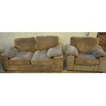 Modern two seater sofa bed with matching armchair. (B.P. 21% + VAT)