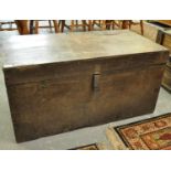 19th Century mahogany travelling trunk with metal loop handles. (B.P. 21% + VAT)