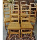 Set of six modern pine high ladder-back kitchen/dining chairs. (6) (B.P. 21% + VAT)