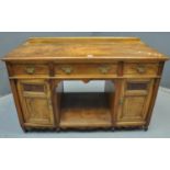 Late Victorian walnut desk or dresser base. (B.P. 21% + VAT)