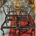Set of four Chippendale style dining chairs on cabriole legs and ball and claw feet ( drop in