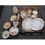 Box of assorted china to include: Royal Swan Staffordshire fine bone china 'Anniversary Rose' bowls,