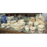 Three trays of Royal Albert English bone china 'Lavender Rose' design tea and dinnerware to include;