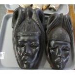 Two hardwood African carved mask heads. (2) (B.P. 21% + VAT)
