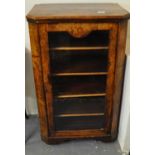 Victorian walnut inlaid single door glazed peer cabinet. (B.P. 21% + VAT)