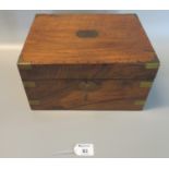 Victorian walnut brass mounted writing box with key. (B.P. 21% + VAT)