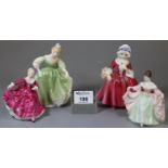 Four Royal Doulton bone china figurines to include: 'Lavinia', 'Fair Maiden', 'Kirsty' and '