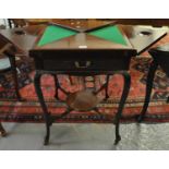 Edwardian mahogany envelope card or games table on ceramic castors. (B.P. 21% + VAT)