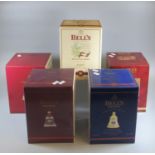 Five boxed Bell's extra special old Scotch whisky decanters, all in original boxes to include;