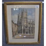 Maud Brindley (early 20th century), Cathedral Study. Signed watercolours. 35 x 26cm approx. Framed