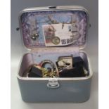 Jewellery box comprising assorted vintage jewellery and watch, dress rings, bracelets, ladies vanity