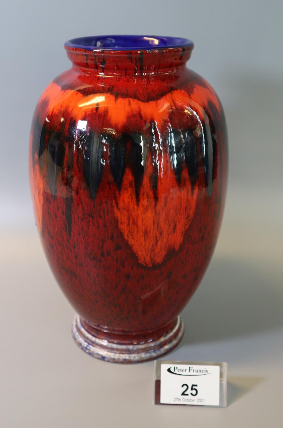 Poole pottery lava vase of ovoid form, 23cm high approx. (B.P. 21% + VAT)