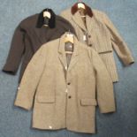 Three woollen jackets; one check with velvet collar by Bon Marche (size 16), one double breasted
