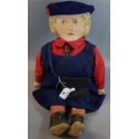 Printed fabric child's doll by Art Fabric Mills of New York. Marked patented February 13th 1900.
