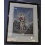 After Gainsborough, portrait of a little boy with dog, coloured mezzotint engraving in Hogarth