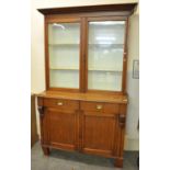 Late Victorian oak two stage cabinet back bookcase. (B.P. 21% + VAT)