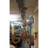 Classical design gilded five branch candelabra ceiling light. (B.P. 21% + VAT)