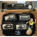 Box of Guinness memorabilia to include; a Corgi Classics Guinness Curtainside diecast scale model